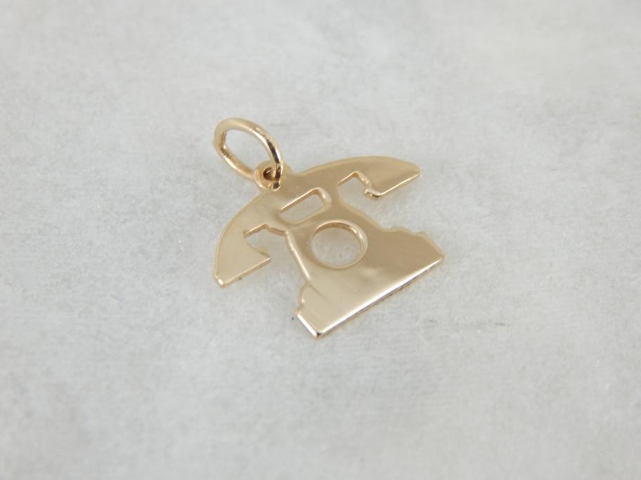 Vintage Telephone Charm in Yellow Gold