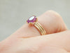 Fuscia Pink Sapphire and Simple Gold Band