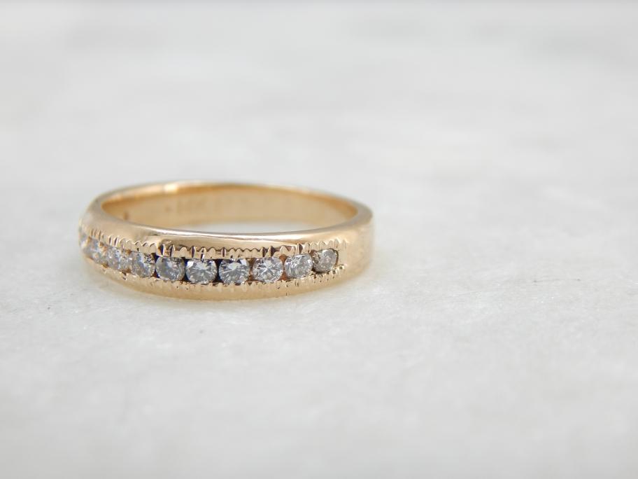 Bright Diamonds and Yellow Gold Wedding Band