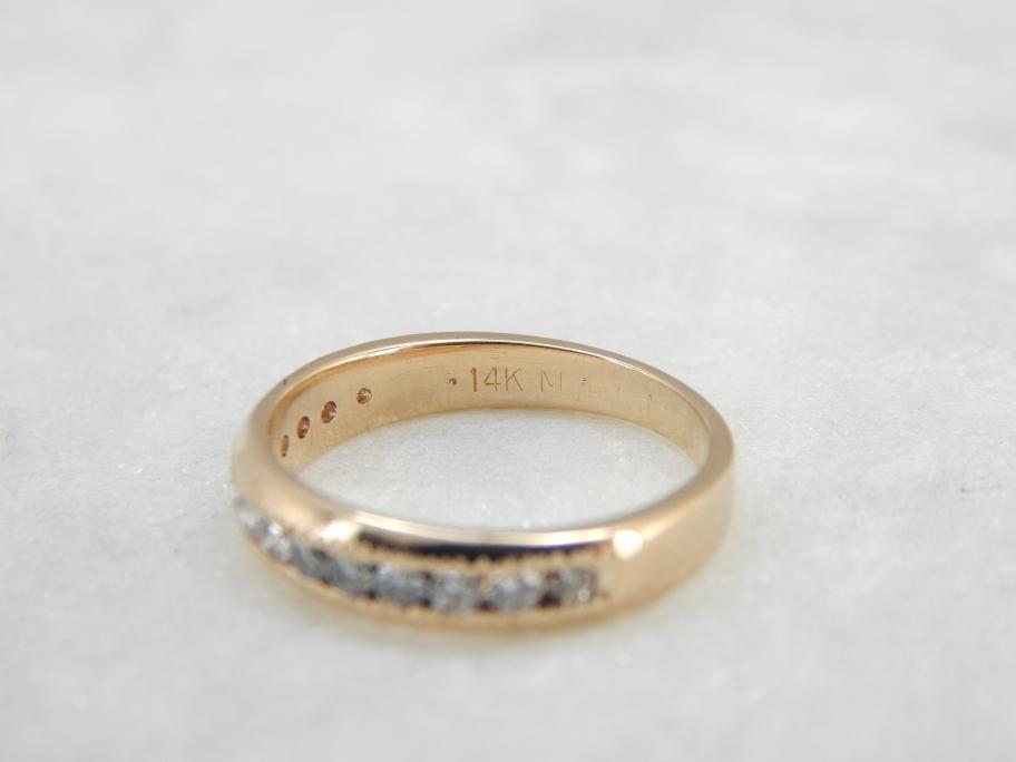 Bright Diamonds and Yellow Gold Wedding Band