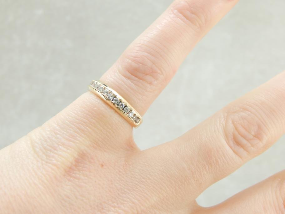 Bright Diamonds and Yellow Gold Wedding Band