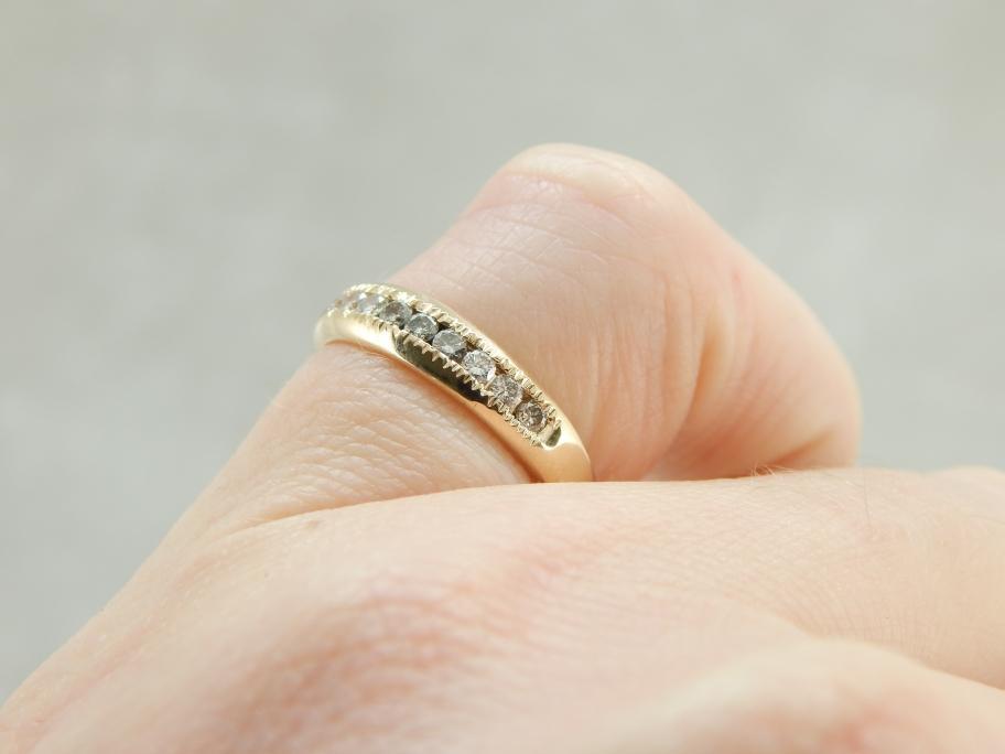 Bright Diamonds and Yellow Gold Wedding Band