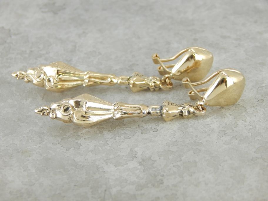 Victorian Reproduction Drop Earrings of Large Size