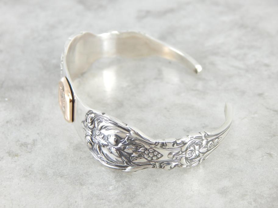 Sterling Silver Cuff Bracelet with Moose Center