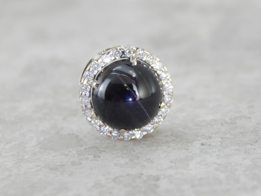 Cat's Eye Sillimanite and Art Deco Diamond Slide Pendant