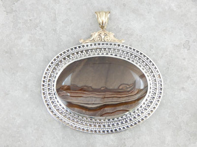 Rare Jasper and Handcrafted Sterling and Gold Pendant, Biggs Jasper from Oregon