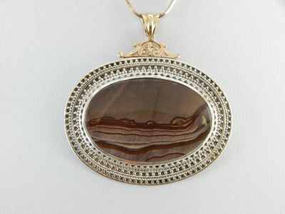 Rare Jasper and Handcrafted Sterling and Gold Pendant, Biggs Jasper from Oregon