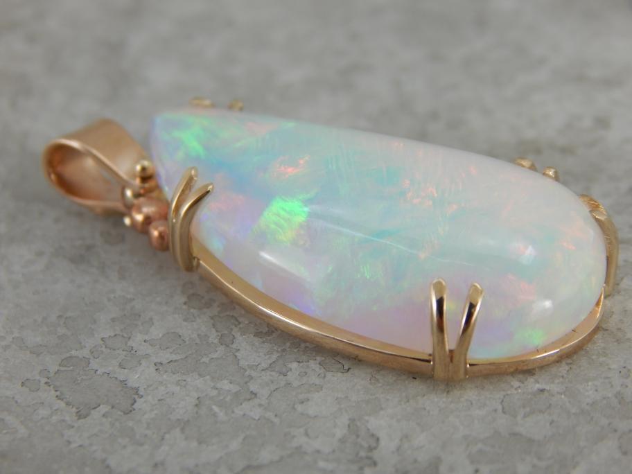 Large Ethiopian Opal Gold Pendant