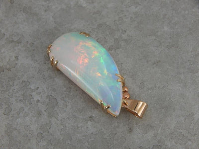 Large Ethiopian Opal Gold Pendant