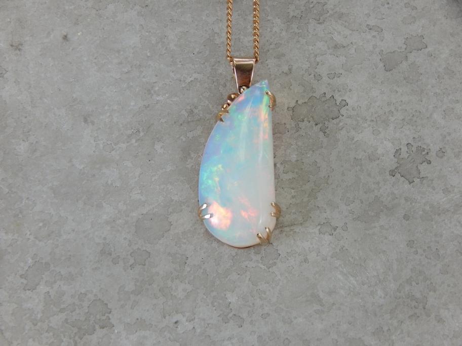 Large Ethiopian Opal Gold Pendant