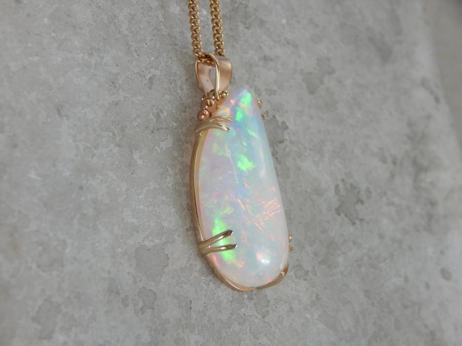 Large Ethiopian Opal Gold Pendant