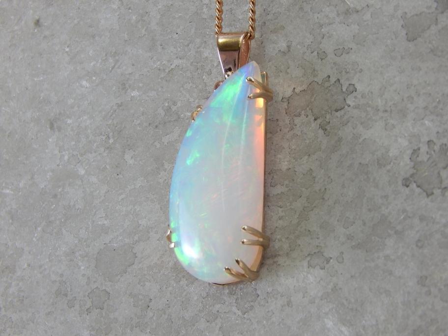 Large Ethiopian Opal Gold Pendant