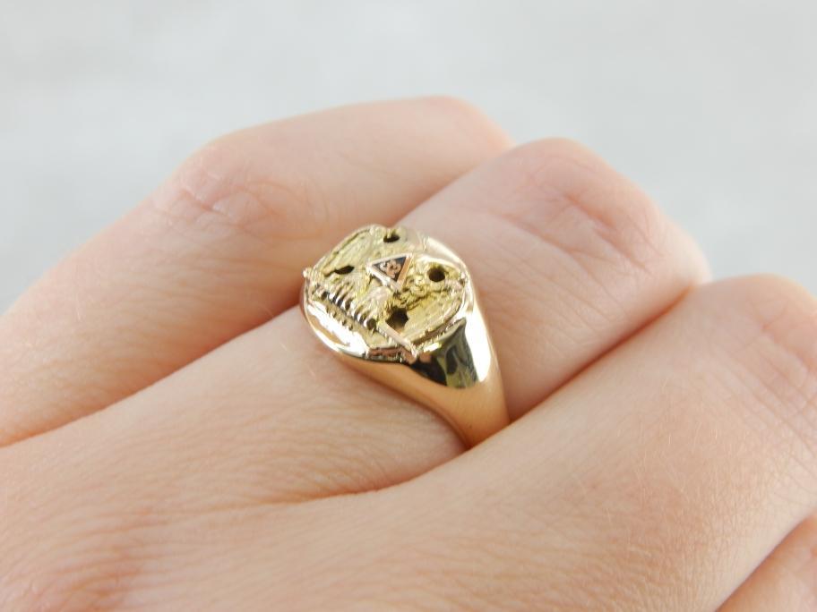Antique Double Eagle Masonic Ring with 32 Mark