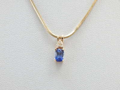 Sri Lankan Sapphire and Diamond Pendant with Excellent Color