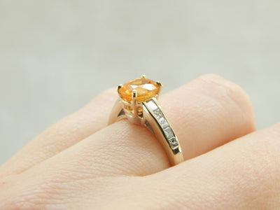 Gorgeous Gold Ceylon Sapphire and Urban Style Diamond Ring