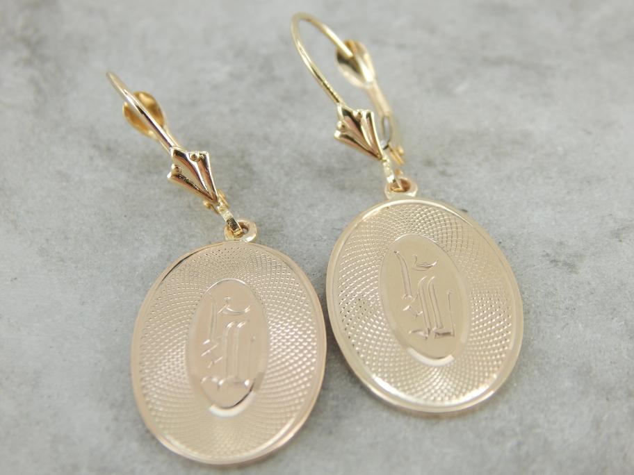 Pretty Antique Gold Cufflink Earrings