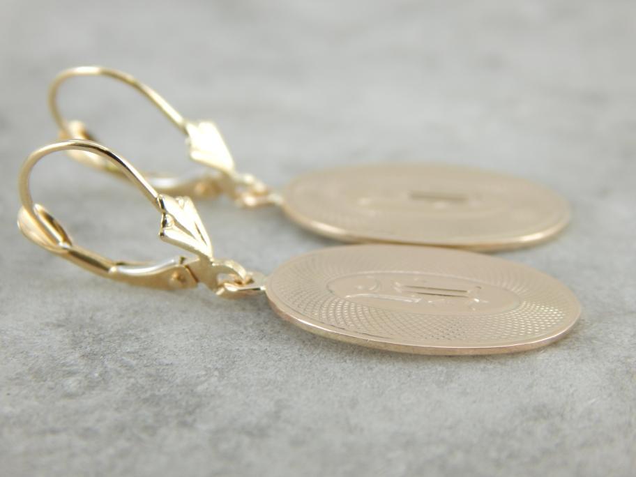 Pretty Antique Gold Cufflink Earrings