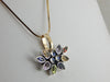 Vintage Rainbow Gemstone Pendant in Silver and Gold