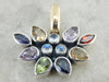 Vintage Rainbow Gemstone Pendant in Silver and Gold