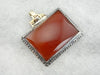 Antique Sterling and Carnelian Pendant with Decorative Gold Bail