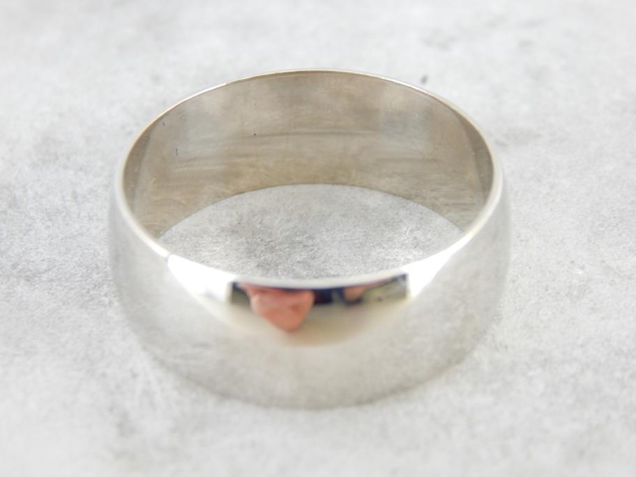 Extra Large White Gold Wedding Band, Simple Style