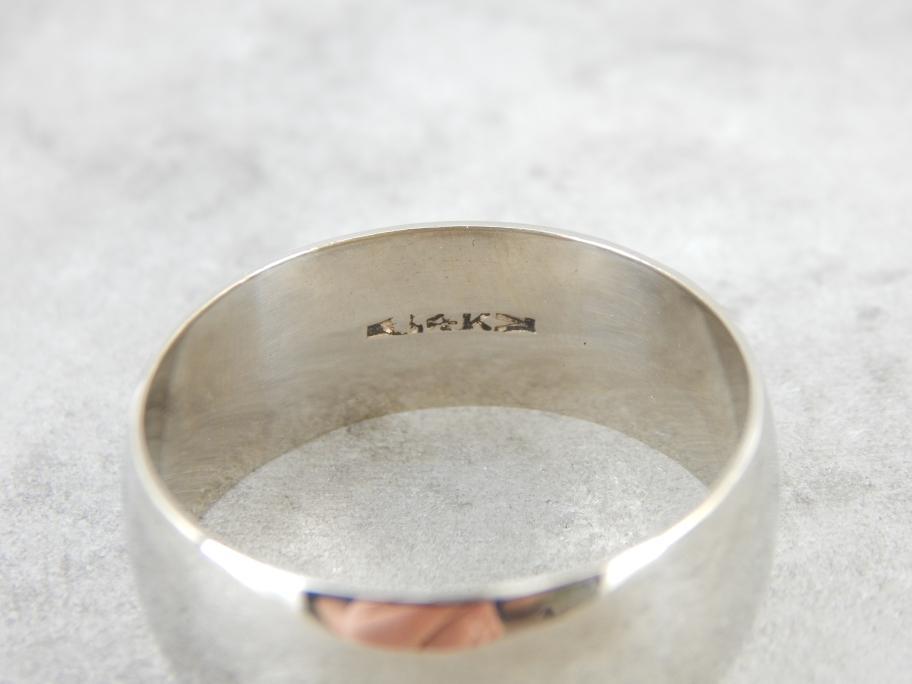 Extra Large White Gold Wedding Band, Simple Style
