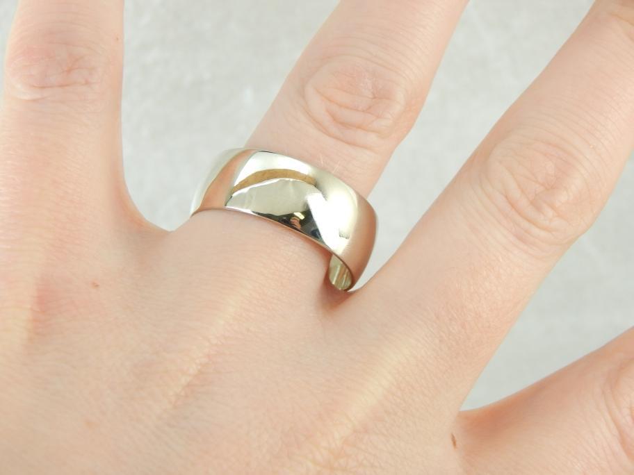 Extra Large White Gold Wedding Band, Simple Style
