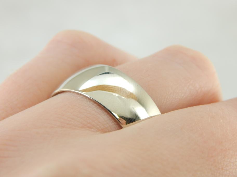 Extra Large White Gold Wedding Band, Simple Style