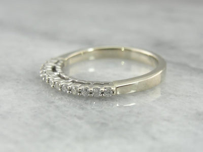 Tall Prong Set Diamond Inlaid Band for Stacking or WEdding Ring