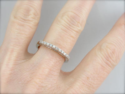 Tall Prong Set Diamond Inlaid Band for Stacking or WEdding Ring