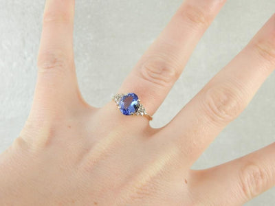 Traditional Cocktail Ring with Refined Tanzanite Centerpiece