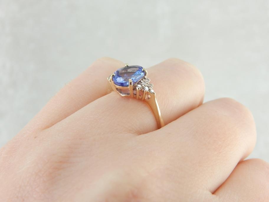 Traditional Cocktail Ring with Refined Tanzanite Centerpiece