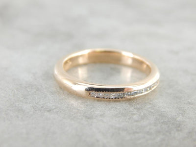 Channel Set Rosy Yellow Gold Diamond Band