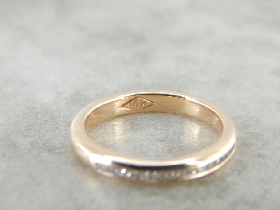 Channel Set Rosy Yellow Gold Diamond Band