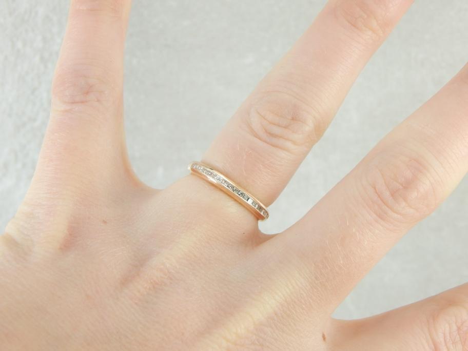Channel Set Rosy Yellow Gold Diamond Band