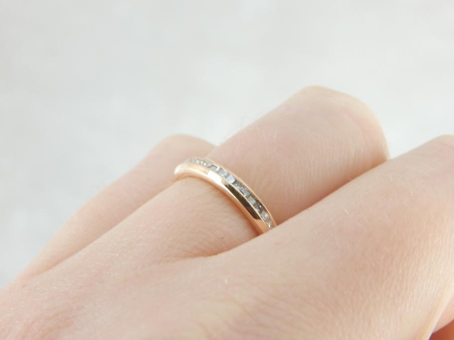 Channel Set Rosy Yellow Gold Diamond Band