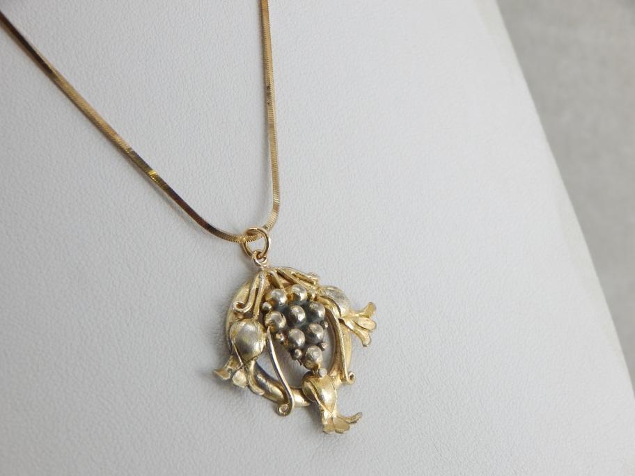 Vintage Gold Gilt over Silver Floral Pendant