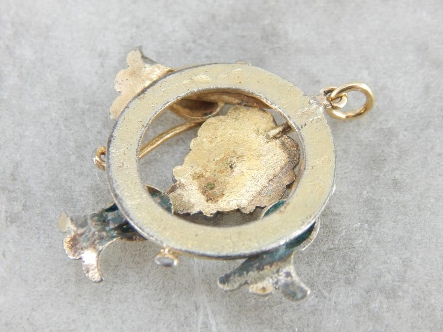 Vintage Gold Gilt over Silver Floral Pendant