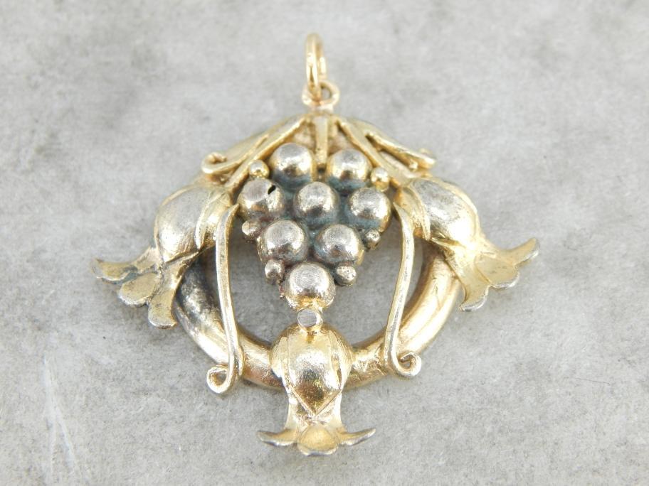 Vintage Gold Gilt over Silver Floral Pendant