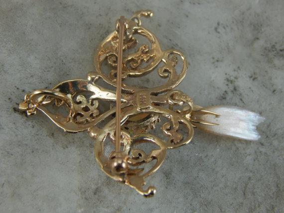 Victorian  Pin with Ethiopian Opal and Pearl Accent