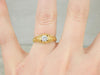 Finely Carved Diamond Solitaire Gold Engagement Ring