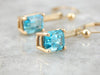 Blue Zircon Handmade Gold Drop Earrings