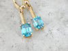Blue Zircon Handmade Gold Drop Earrings