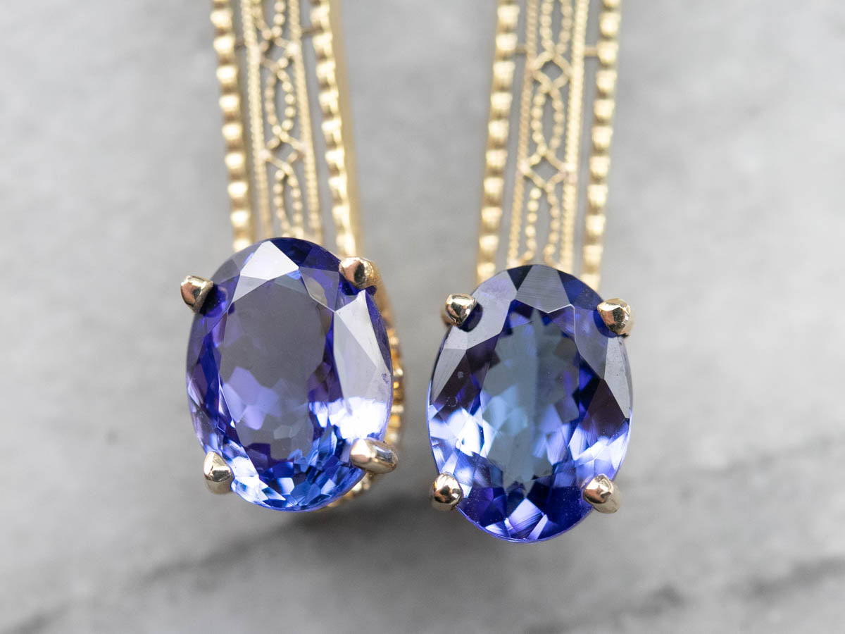 Our Finest Tanzanite and Pearl Filigree Drop Earrings
