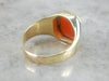 Green Gold and Low Domed Carnelian Ring